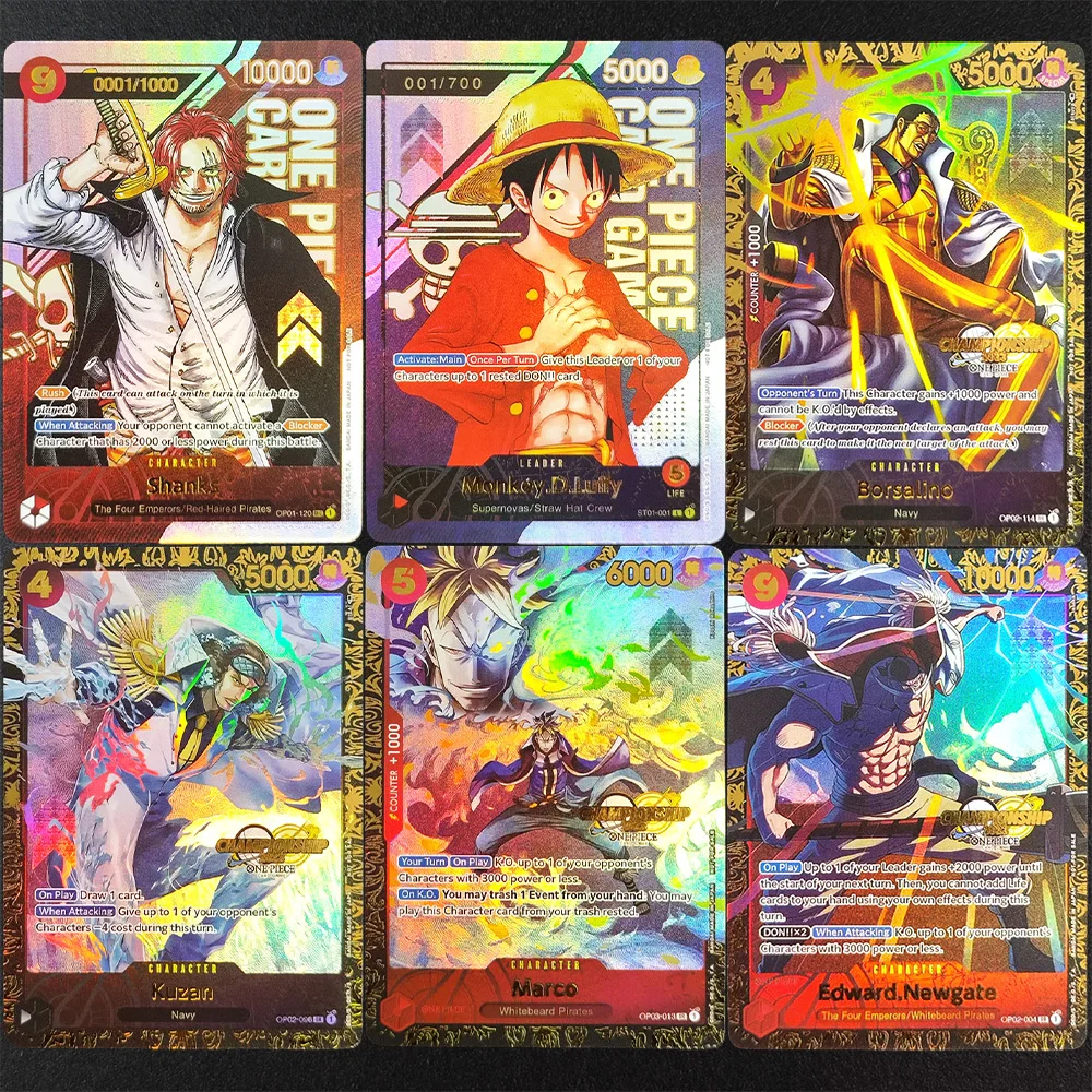 

DIY Proxy One Piece OPCG English Championship 2023 Luffy Shanks Sakazuki Borsalino Kuzan Marco Jozu Borsalino Promotion Card Toy