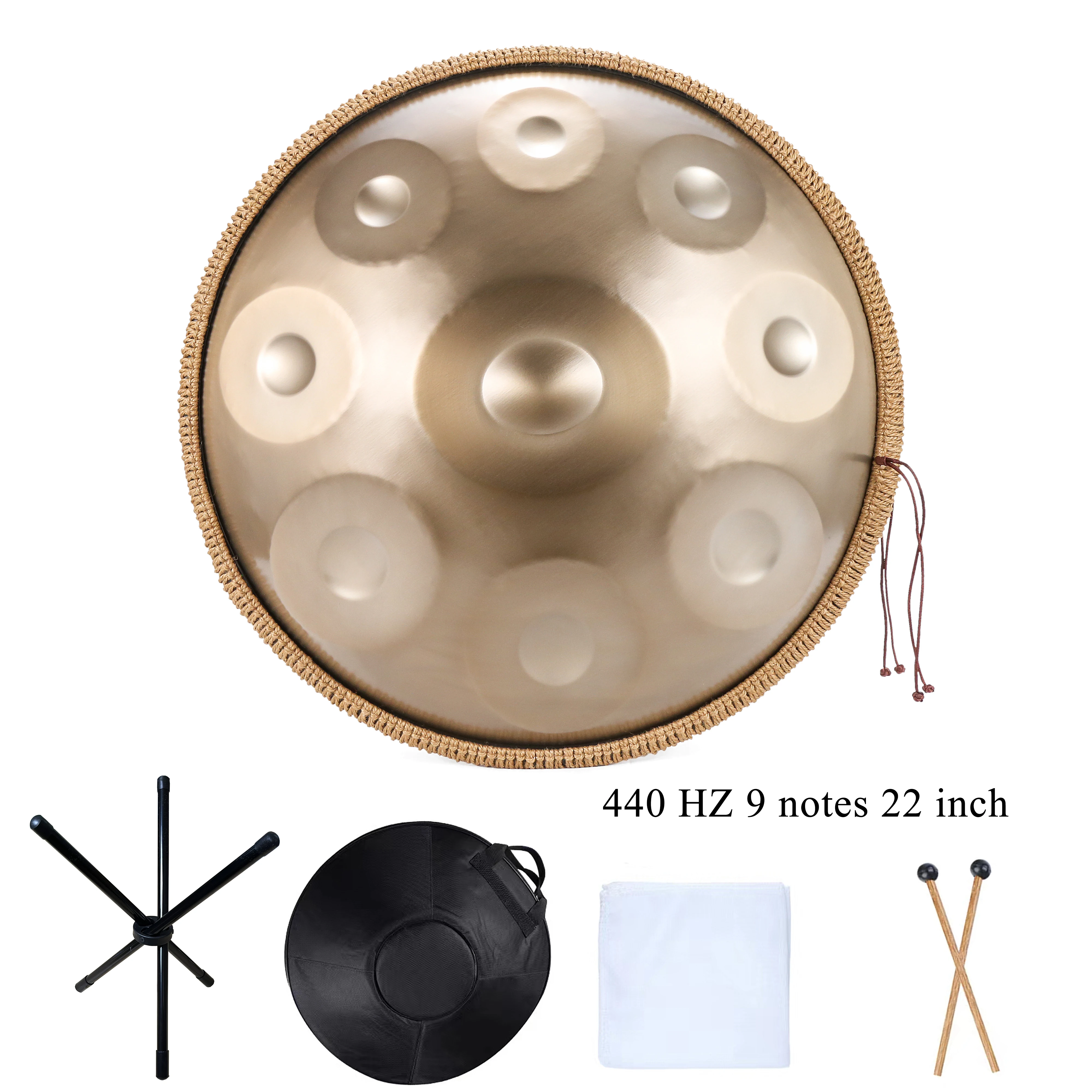ハンドパン 432HZ 22インチ Dマイナー 9+10音 ニトライド加工