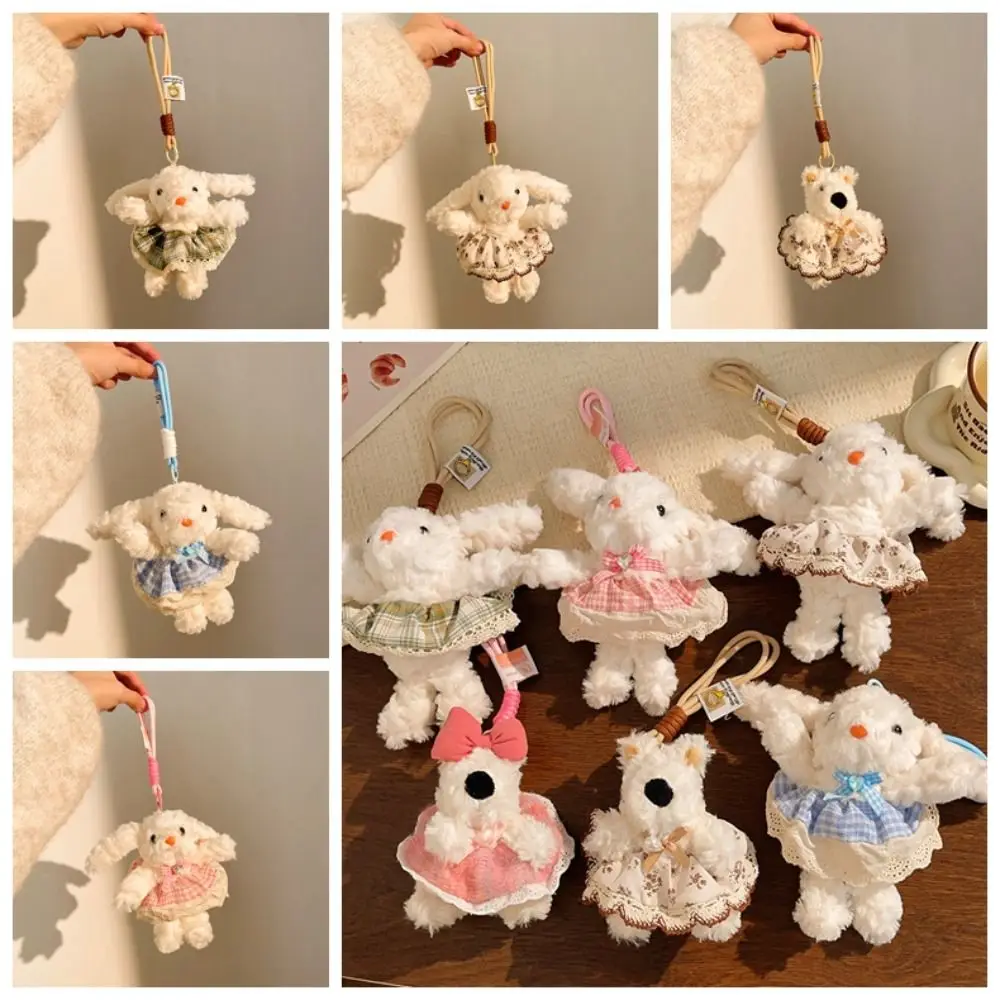 PP Cotton Hanging Ear Rabbit Doll Keychain Fluffy Girl Heart Bunny Plush Toy Keychain Trinket Jewelry Plush Doll Bag Pendant