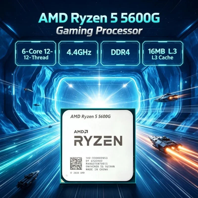 AMD Ryzen 5 5600G R5 6-Core 12-Thread Socket AM4 3.9GHz Up to 4.4GHz L3=16M 7nm 65W DDR4 PCIe 3.0 Gaming Processor for Video