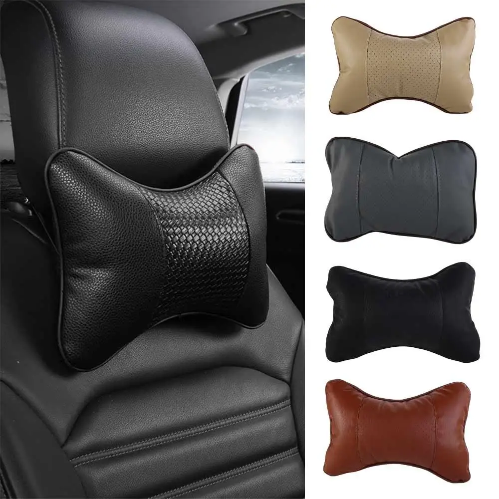 

New Mini All PU leather car neck pillows comfortable universal Auto Seat Head Neck Rest Cushion Headrest Pillow Pad
