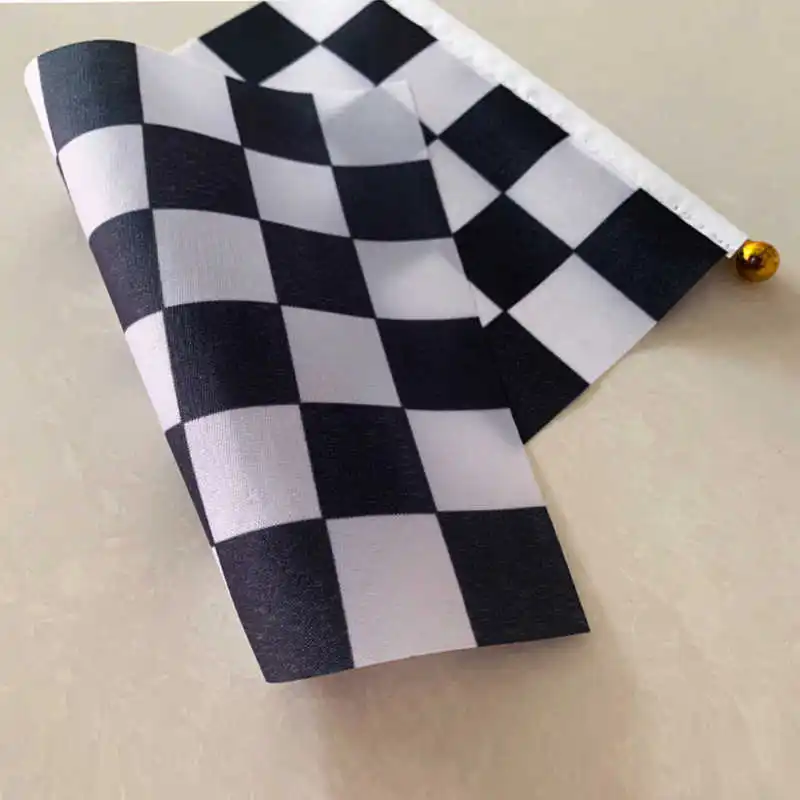 Checkered Auto Racing Flag F1 Sport Small 14x21cm Mini Chequered Banner With Flagpole For Decoration Celebration Match Game