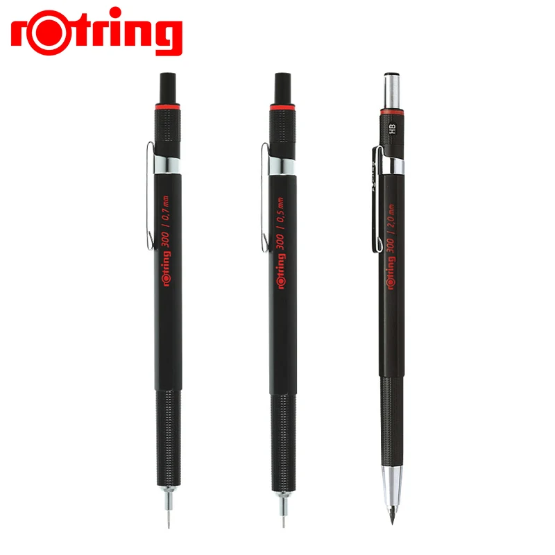 rotring 300 lapis de tecnologia mecanica acessivel leve preto barril com caneta de embreagem 05 mm 07 mm 20 mm 01