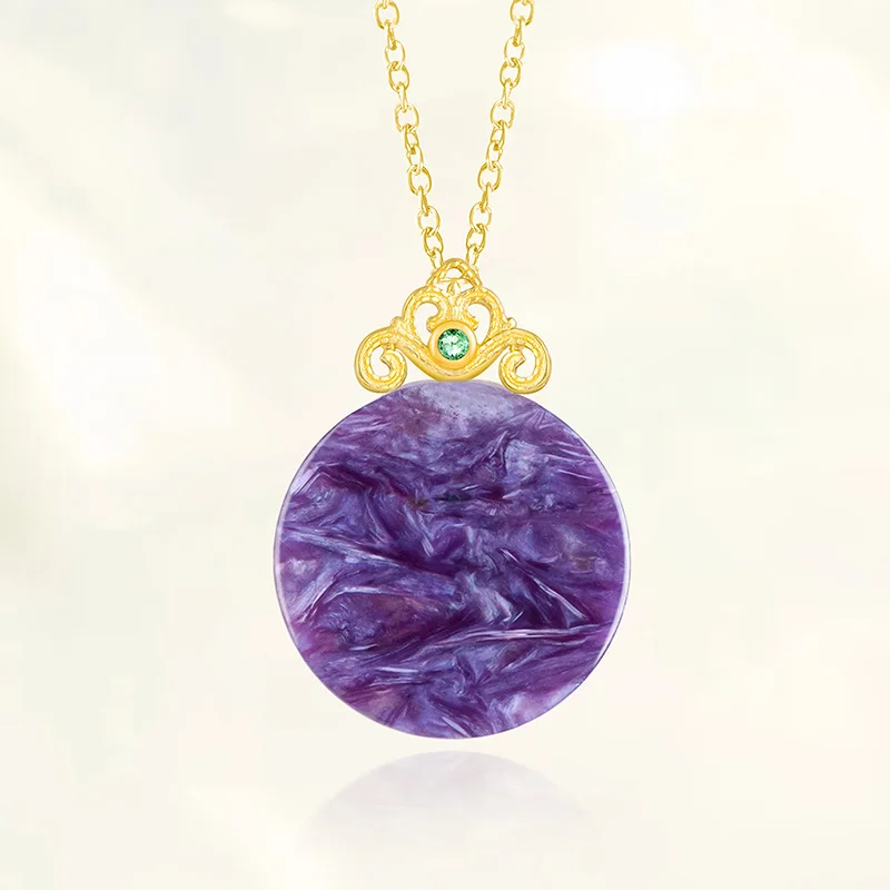 

S925 Silver Inlaid Natural Colored Dragon Crystal Round Brand Pendant Women Luxury Gems Fashionable Personalized Girlfriend Gift