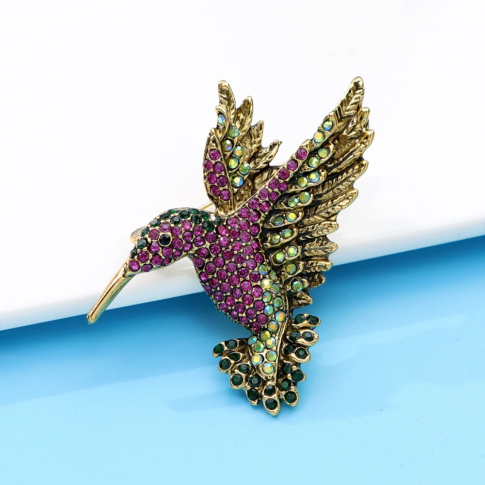 Cindy xiang colorido strass beija-flor broches para mulheres animal pino coreia acessórios de moda casaco de inverno festa jóias