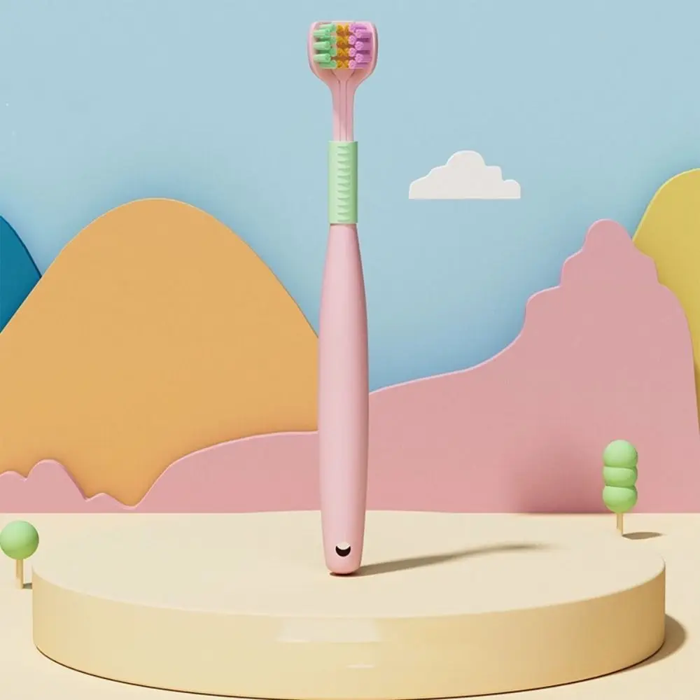 

Скребок для языка, трехсторонняя детская зубная щетка, глубокая чистка полости рта, детский скребок для языка, 360-градусный яркий цвет