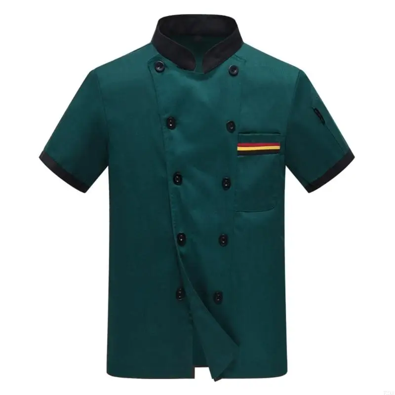 72xe Women Men Chefs Manga corta Chefs Chefs Chefs con botones tradicionales Restaurante hotel Trabajo Camisa Uniforme