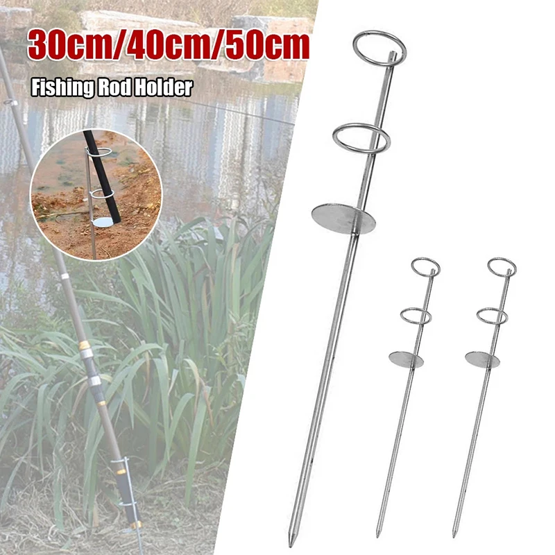 

30/40/50CM Portable Support Stainless Steel Ground Spike Rest Stand Bank Fishing Ground Rod Holder Tackle Outdoor Equipment