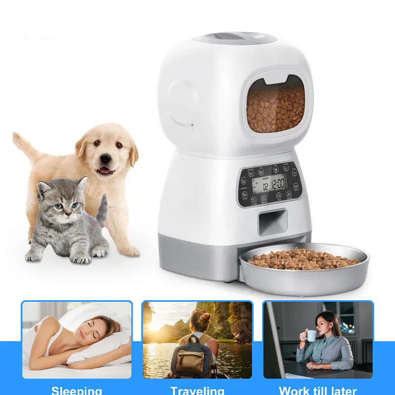 3.5L Automatic Pet Feeder Smart Food Dispenser For Dog Cat Bowl Timer Robot Pet Feeding Water Dispenser Auto Sensor Cat Fountain