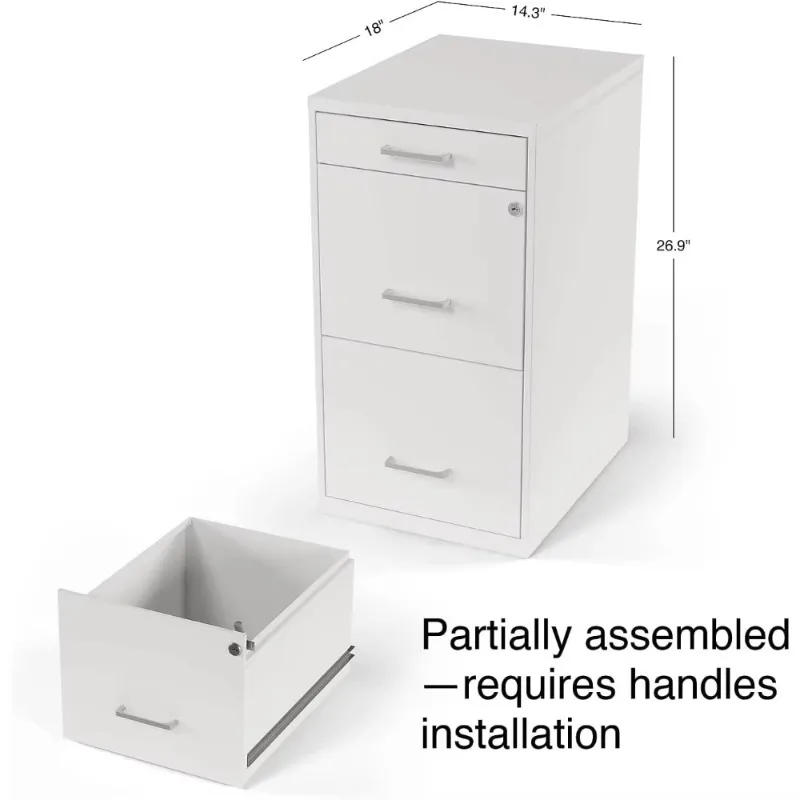 

Filing Cabinets, 3-Drawer Vertical File Cabinets, Letter Size Documents, Lockable & Mobile, 18.9" D x 14.3" W x 26.9" H