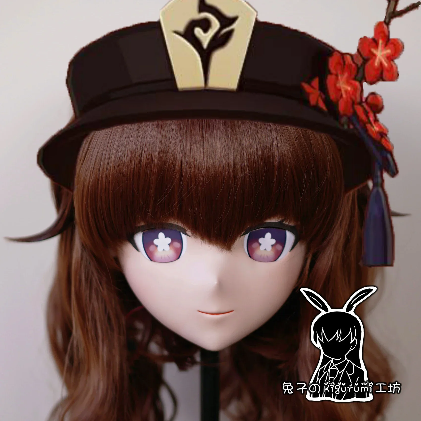 (A37) Custom Handmade Full Head Mask Japan Cartoon Silicone Anime Genshin Impact Hu Tao Kigurumi Cosplay Mask