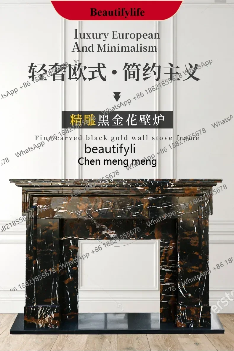 Z183 Marble mantel European fireplace simple carved natural stone villa living room, decorative cabinet