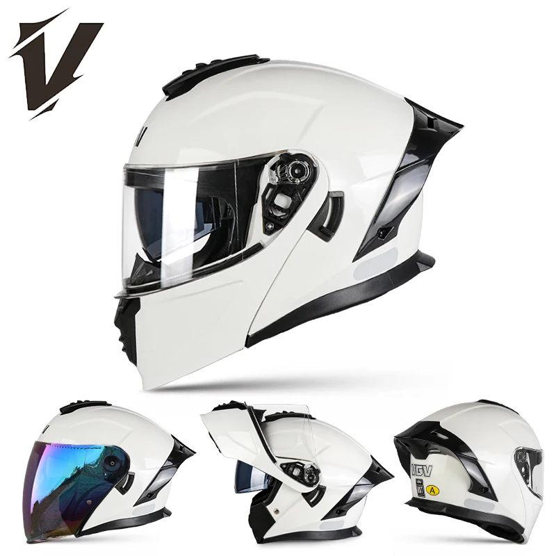 

Motorcycle helmet flip face helmet lens anti fog men's and women's all season universal full face motorcycle safety helmet
