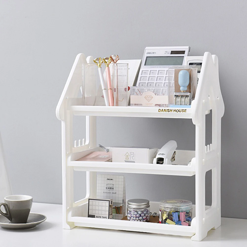 

Three Layers Multifunctional Plastic Storage Rack Desktop Condiments Organizer Holder Shelf for Bathroom Kitchen (White