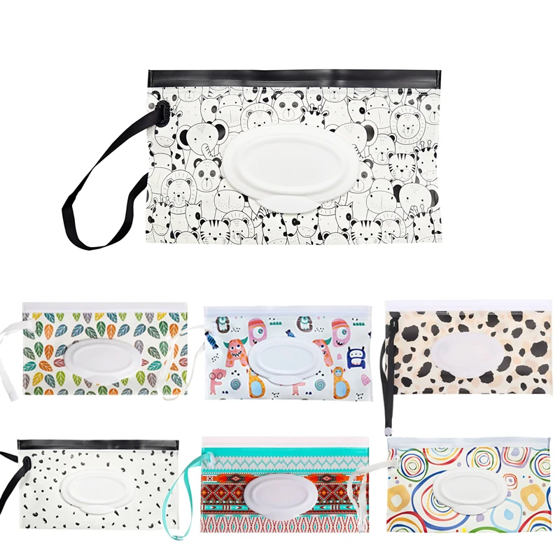 

EVA Baby Wet Wipes Storage Bag Carrying Case Reusable Useful Snap-Strap Paper Cosmetic Pouch Tissue Box Stroller Hanging Bag