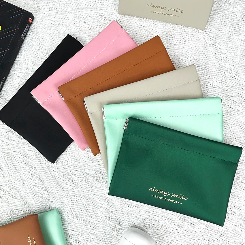 

Fashion PU Leather Storage Bag Automatic Closure Waterproof Purse Portable Earphone Charging Line Cosmetic Lipstick Jewelry Bag