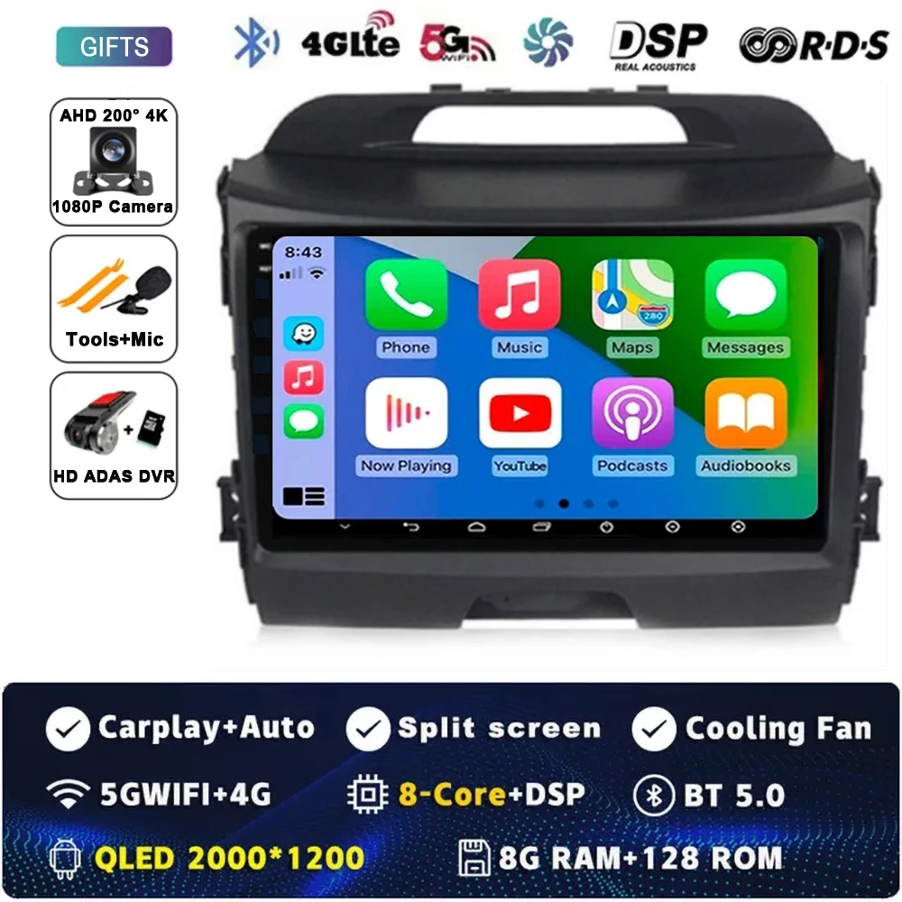Android 15 Autoradio Android Voor KIA Sportage 3 Sportage R 2010-2016 Carplay Multimedia Speler autoradio 4G wifi Qualcomm 2din