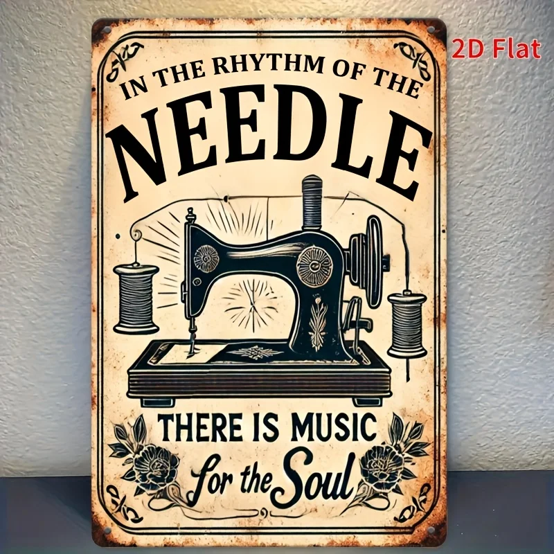 Print Rectangular Iron Decorative Sign, Sewing Theme Soul No