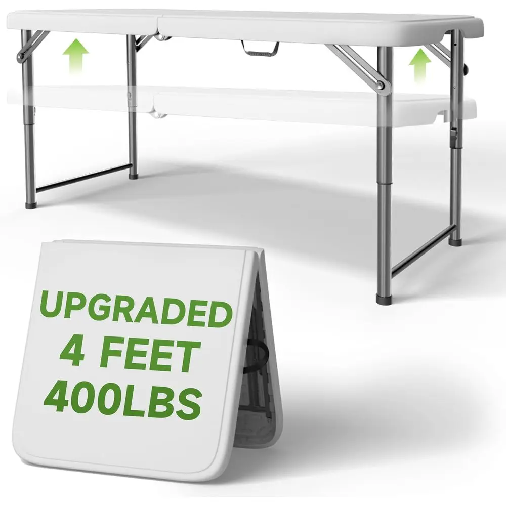 

Регулируемый по высоте портативный складной стол - 2 положения, усиленная конструкция, выдерживает нагрузку до 400 фунтов, подходит для кемпинга, вечеринок, использования в помещении и на улице.