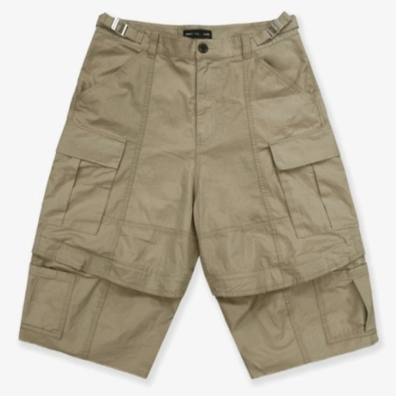 Project G/R Grailz Deconstructed Zipper-Patch Workwear Crop Shorts High-Street Casual Camouflage Shorts for Men & Women Summer