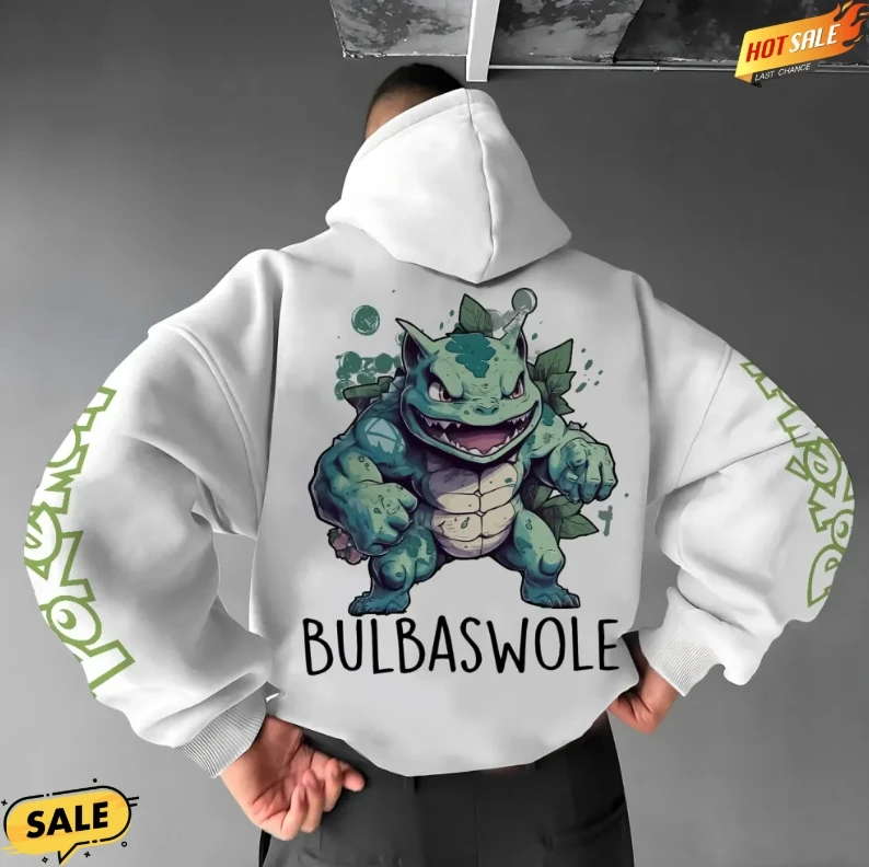 

Мужская толстовка с капюшоном Pokemon, уличная одежда, свободная версия с мультяшным рисунком, осень/зима 2025, хлопковая толстовка