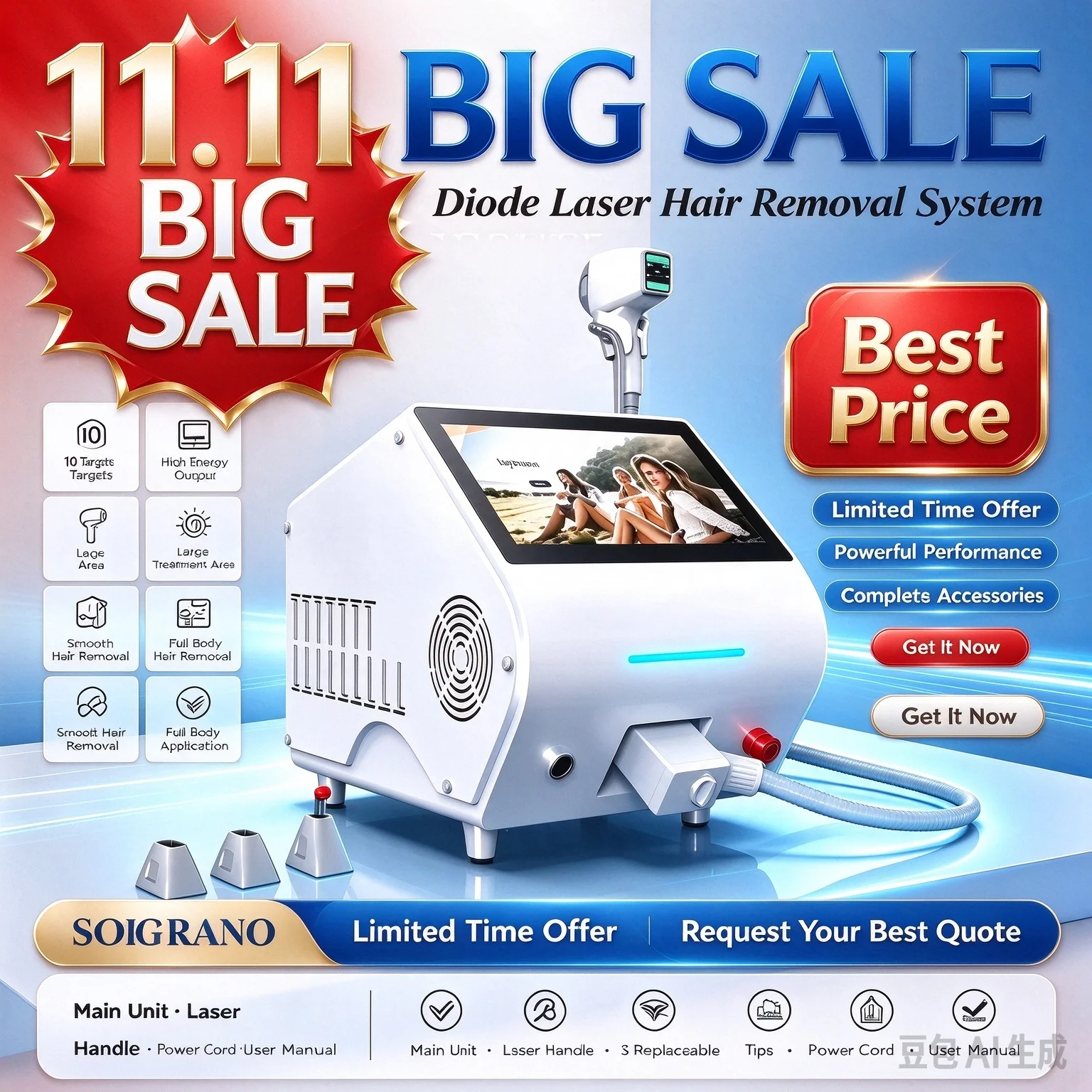 Magnetic SHR Diode Laser Hair Removal Machine Soprano Dynamic 3D Painless Permanent Depilation Professional Beauty Salon Device