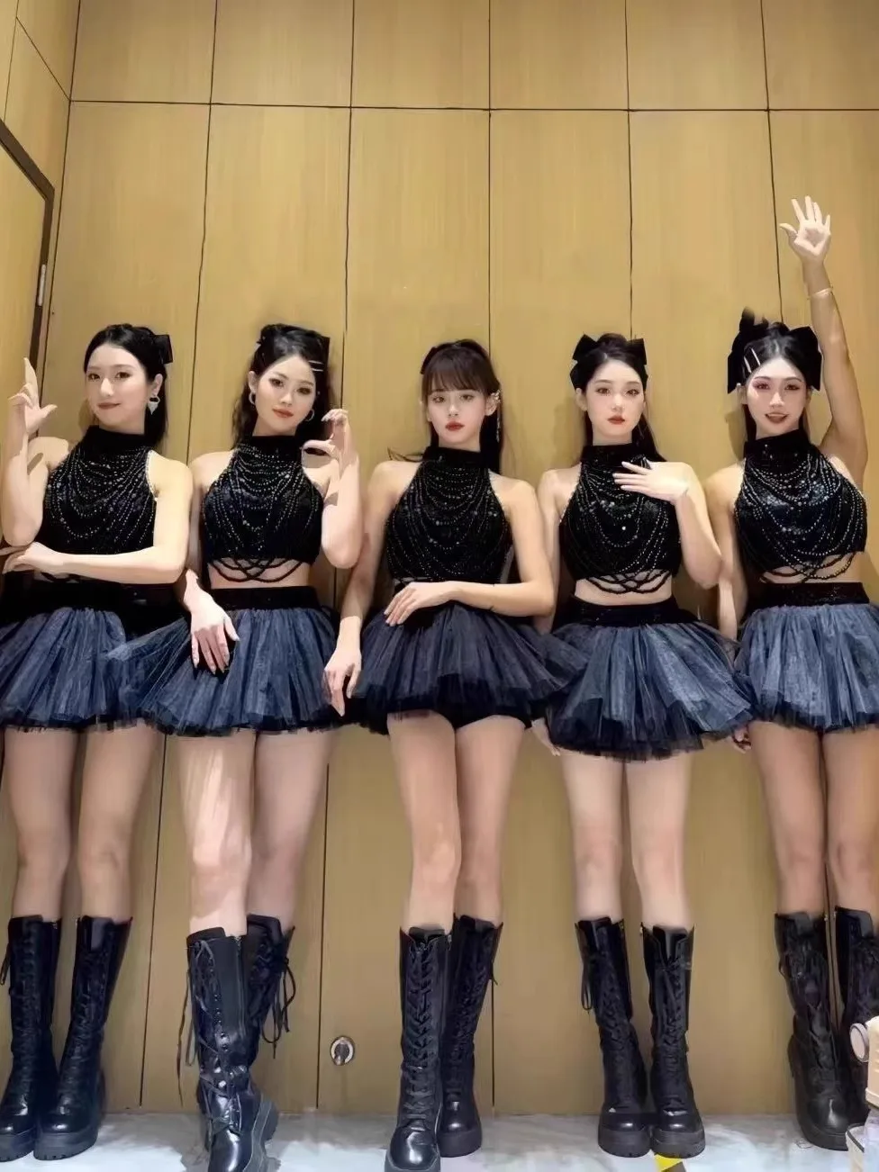 

New Black Stage Performance Suit Sexy Skirt Bar Performance Women's Group Show off Bright Sequins TC Song Promotion Outfit