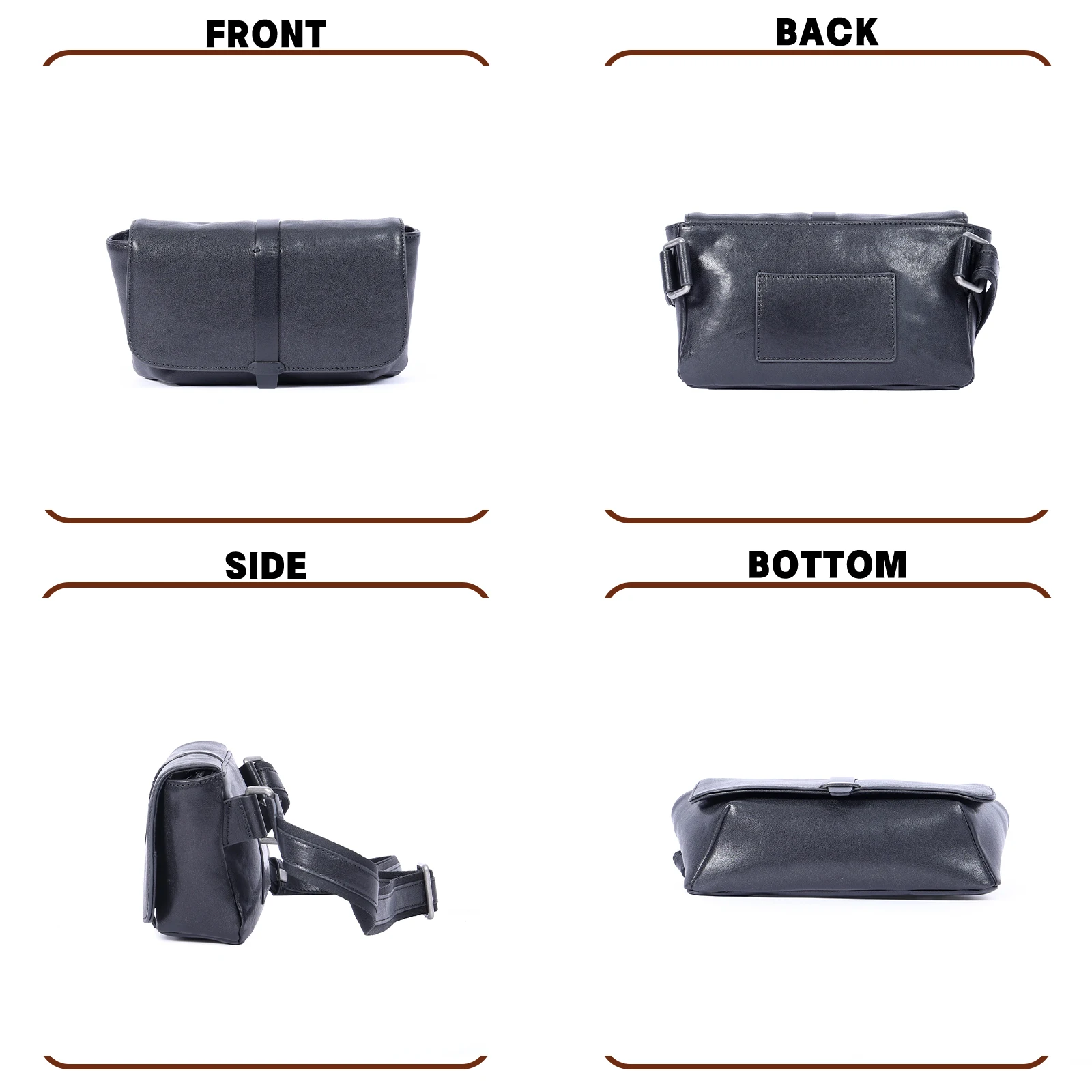 Echte Leder-Umhängetasche für Herren, Kleine Crossbody-Tasche, Schultertasche aus hochwertigem, pflanzlich gegerbtem Leder, Modischer Casual-Stil – Detail 12