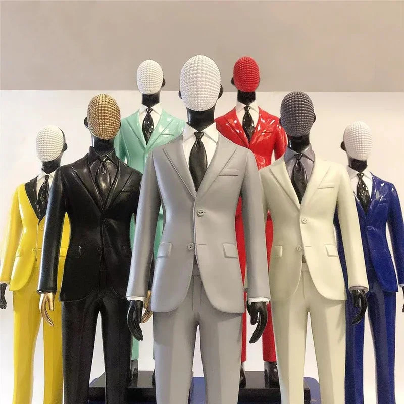 oo-Suit Figure Statue Home Decor Handsome Model Mini Figurine Sculpture Desktop Figure Showcase Decor Room Decoration Crafts