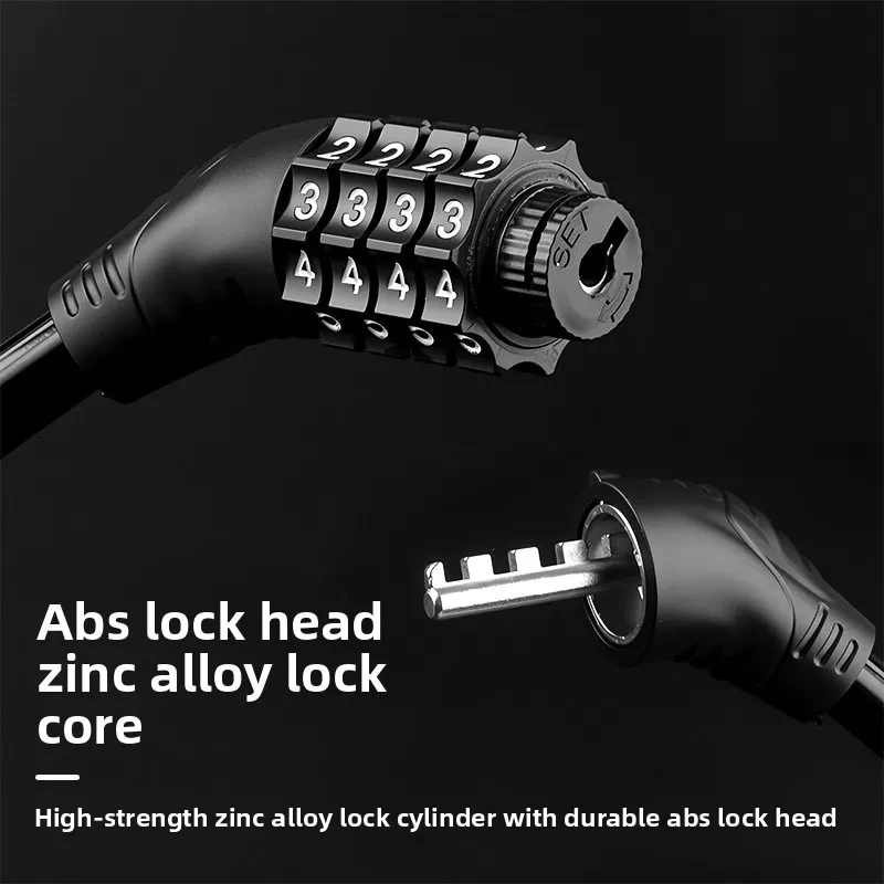 Bicycle Lock Cable, Anti-Theft Bicycle Chain, 4-Position Safety Resettable Bicycle Combination Coil, No Need To Install Bracket