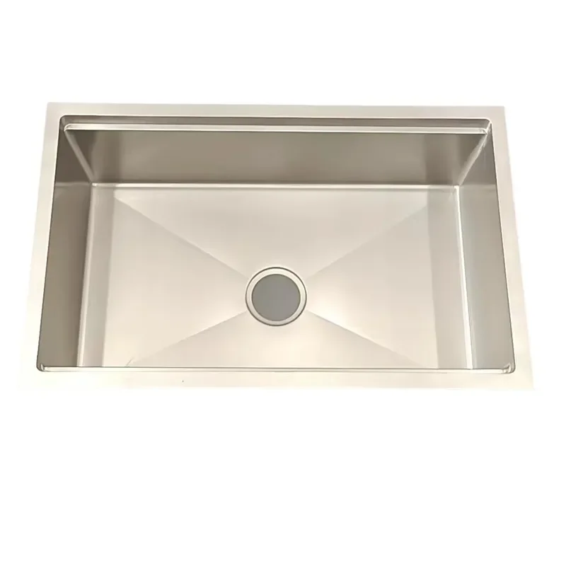 Large Single Bowl Undermount Kitchen Sink Waterfall Edge Stainless Steel Dishwashing Basin for Modern Home Countertop