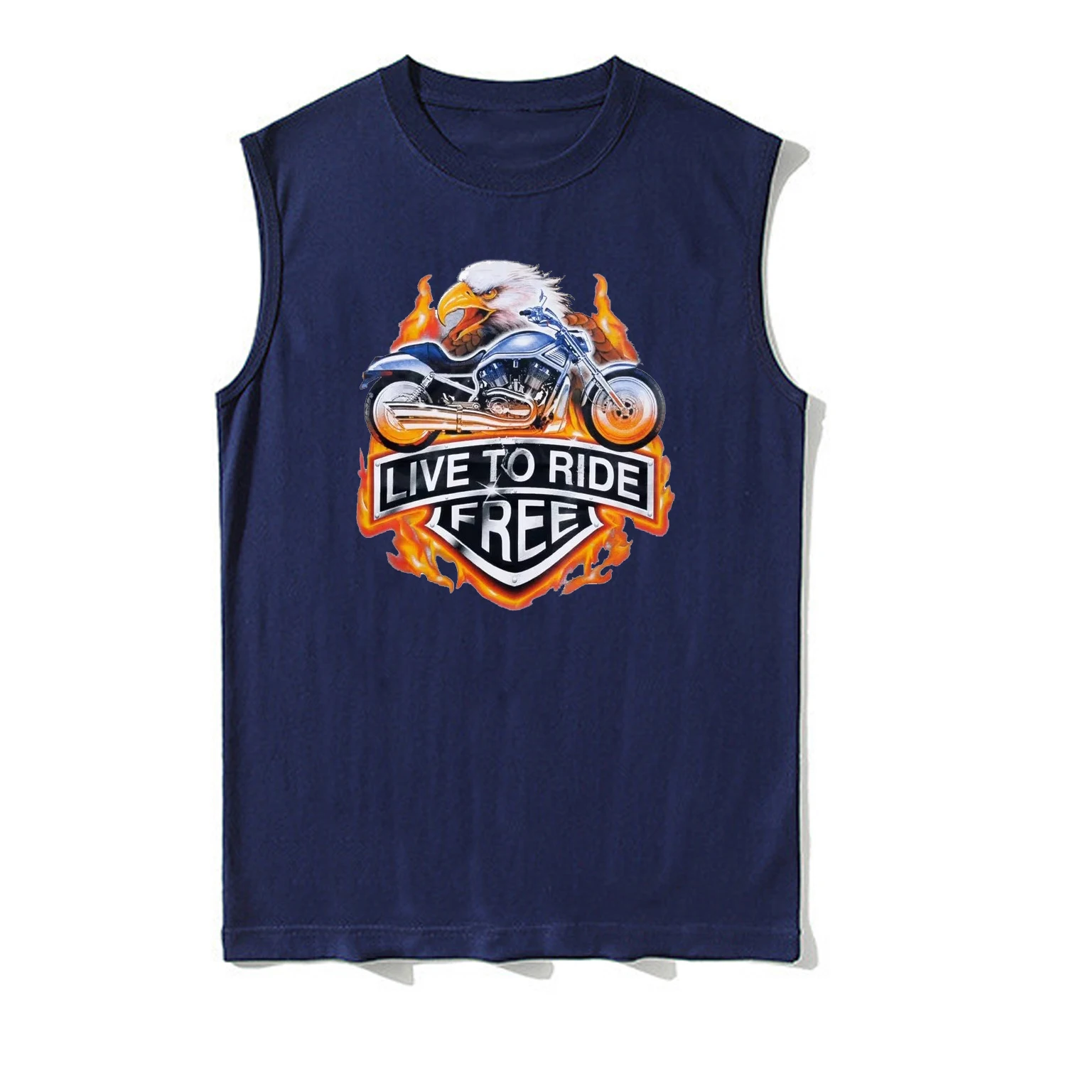 Live To Ride Free. Fashion Bald Eagle Choppers Motorcycle Vests 100% Cotton O-Neck Casual Mens Tanktop Sleeveless Tee Streetwear
