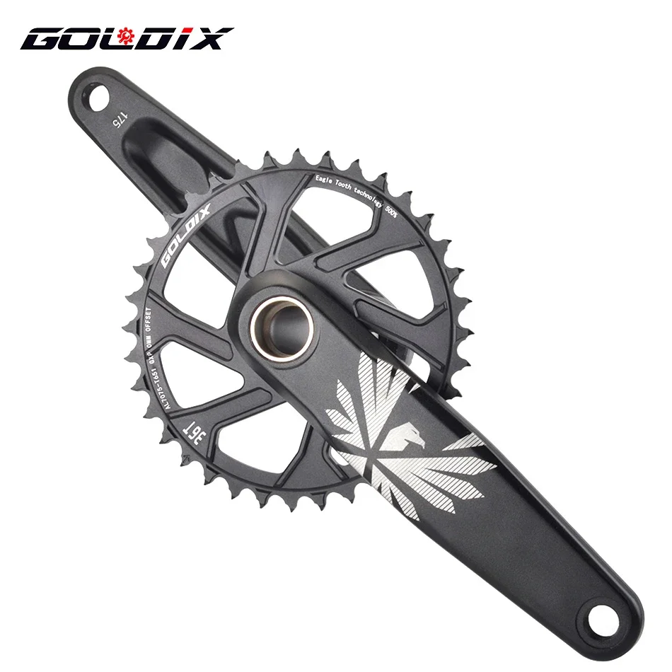 GOLDIX MTB Bike Crankset 170/175mm Crank 3 Bolt Direct Mount 0mm Offset Chainring 30T 32T 36T 38T Aluminum Alloy with Bottom