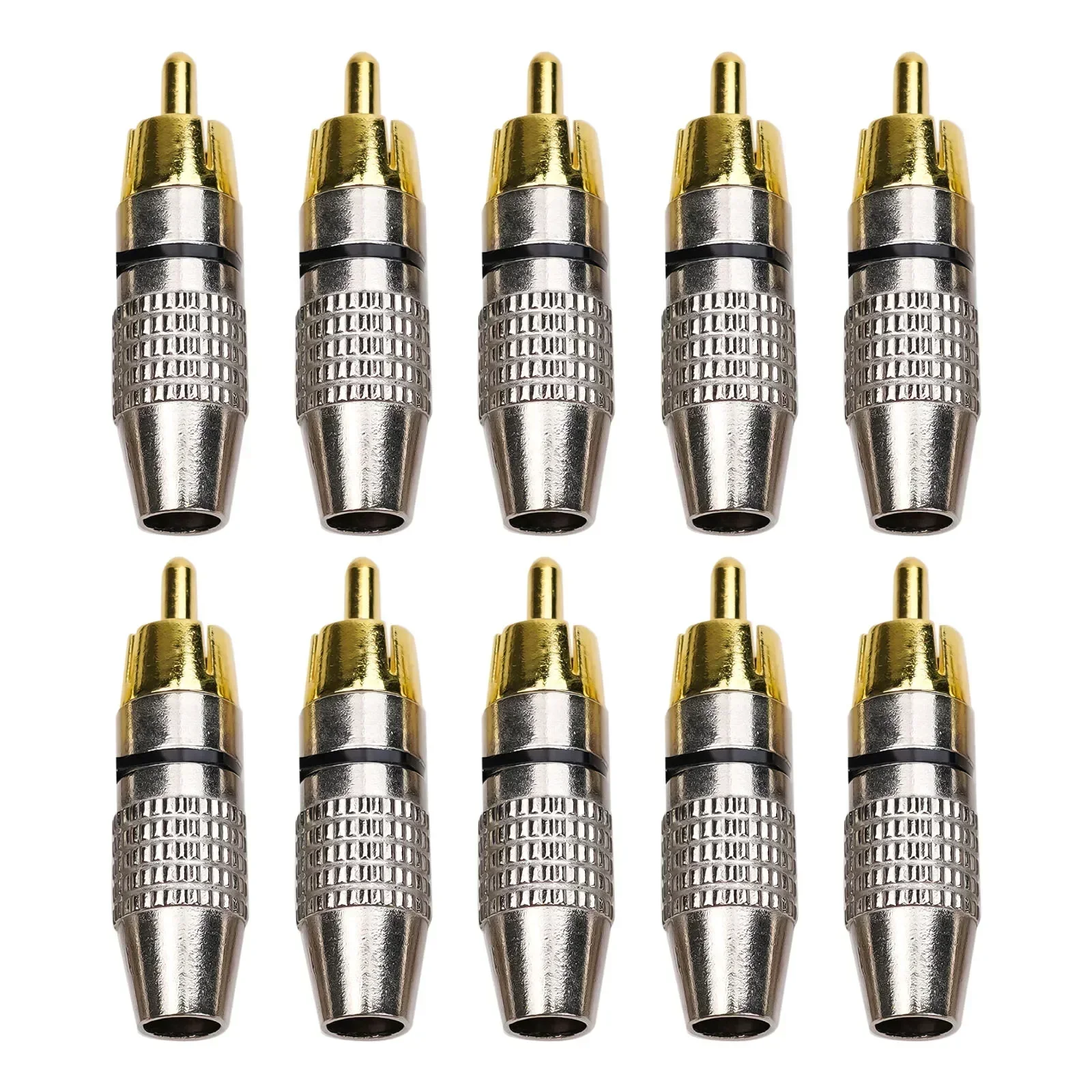 10pcs Gold Plated Male Plug Adapter Video Audio Locking Connectors Soldering Socket Terminals Adapters