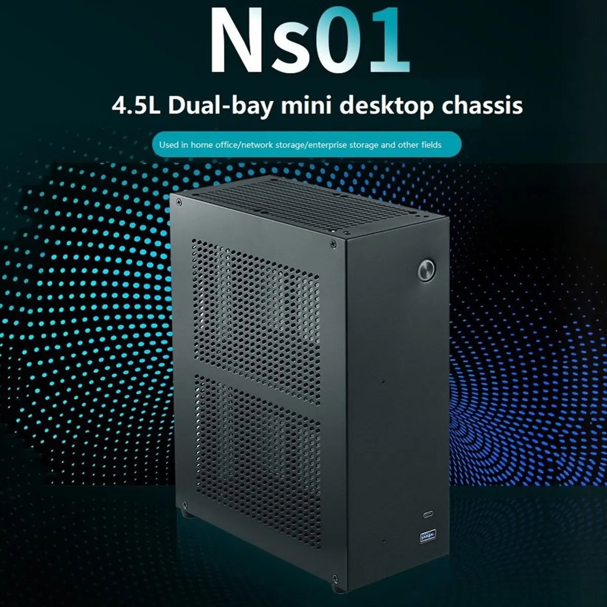 A43M Desktop Chassis ITX Computer Case Mini NAS Computer Case Dual 3.5-Inch Hard Drive Front USB3.0 TYPEC Interface Silver