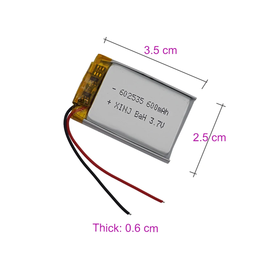 10pcs 3.7V 600mAh 2.22Wh Polymer Li Lithium Battery 602535 Li-ion Cell For MP4 Mp5 Driving Recorder Telephone Watches 062535