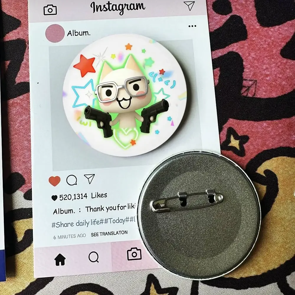 cute I-Inoue Cat Badges 25 32 44 58 75 mm Round Fans Collect Friends Gifts Brooch Souvenir
