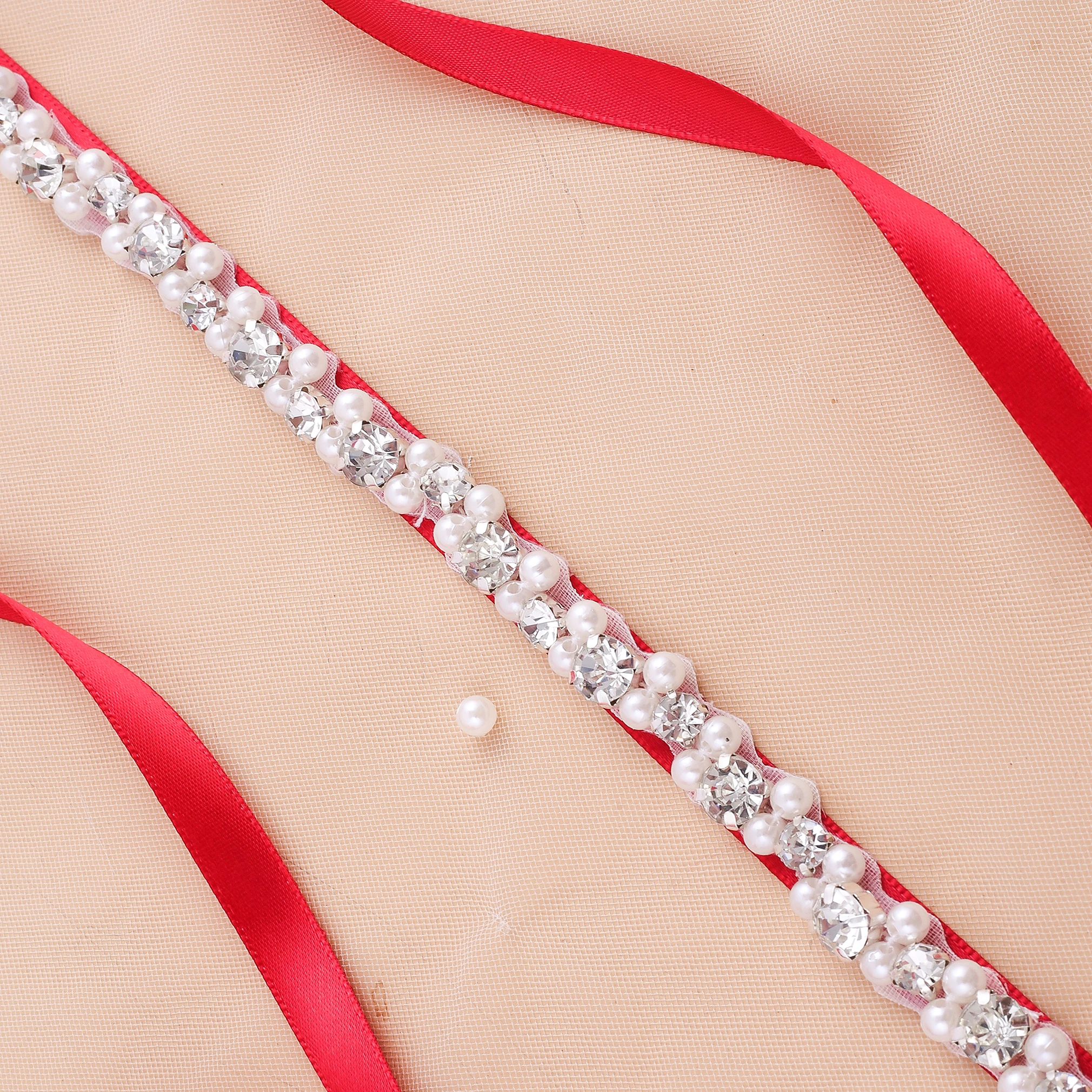 NZUK Silver crystal Bridal belt diamond pearl wedding dress belt For Bridal Bridesmaid Dresses Accessories