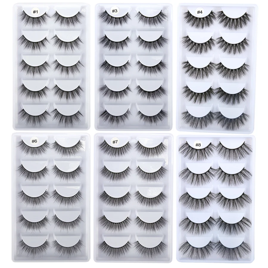 Faux cils naturels en vison 3d, 5 paires, maquillage court, Extension de cils pour la beauté