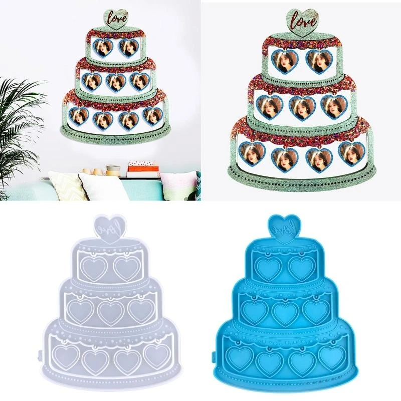 

Геометрическое зеркало торт любовь фоторамка эпоксидная форма для DIY ремесло декоративная форма