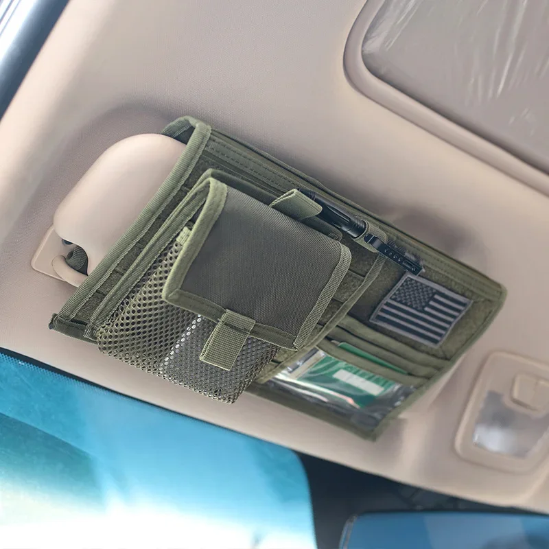 Molle Car Sun Visor Organizer Vehicle Truck Panel Auto Accessories Multi-pocket CD Storage Pouch EDC Tool Holder Bag