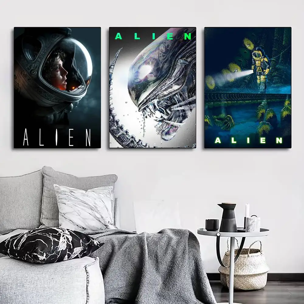 Klassischer Film-Alien für Wohnzimmer, Schlafzimmer, Büro oder Bar, rahmenlos, Innenbereich, perfekte Geschenkidee, Schlafzimmer-Wandkunst.