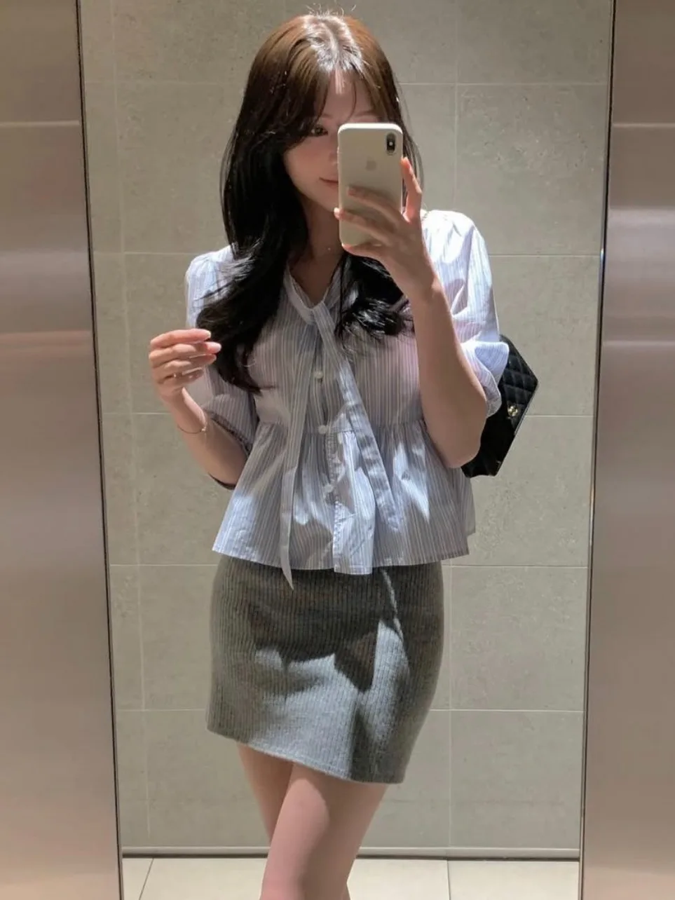 Chic Spring Anti-Aging Loose Fit Striped irt Women's Patchwork Belted Svel Floral  Casual Versatile Faionable