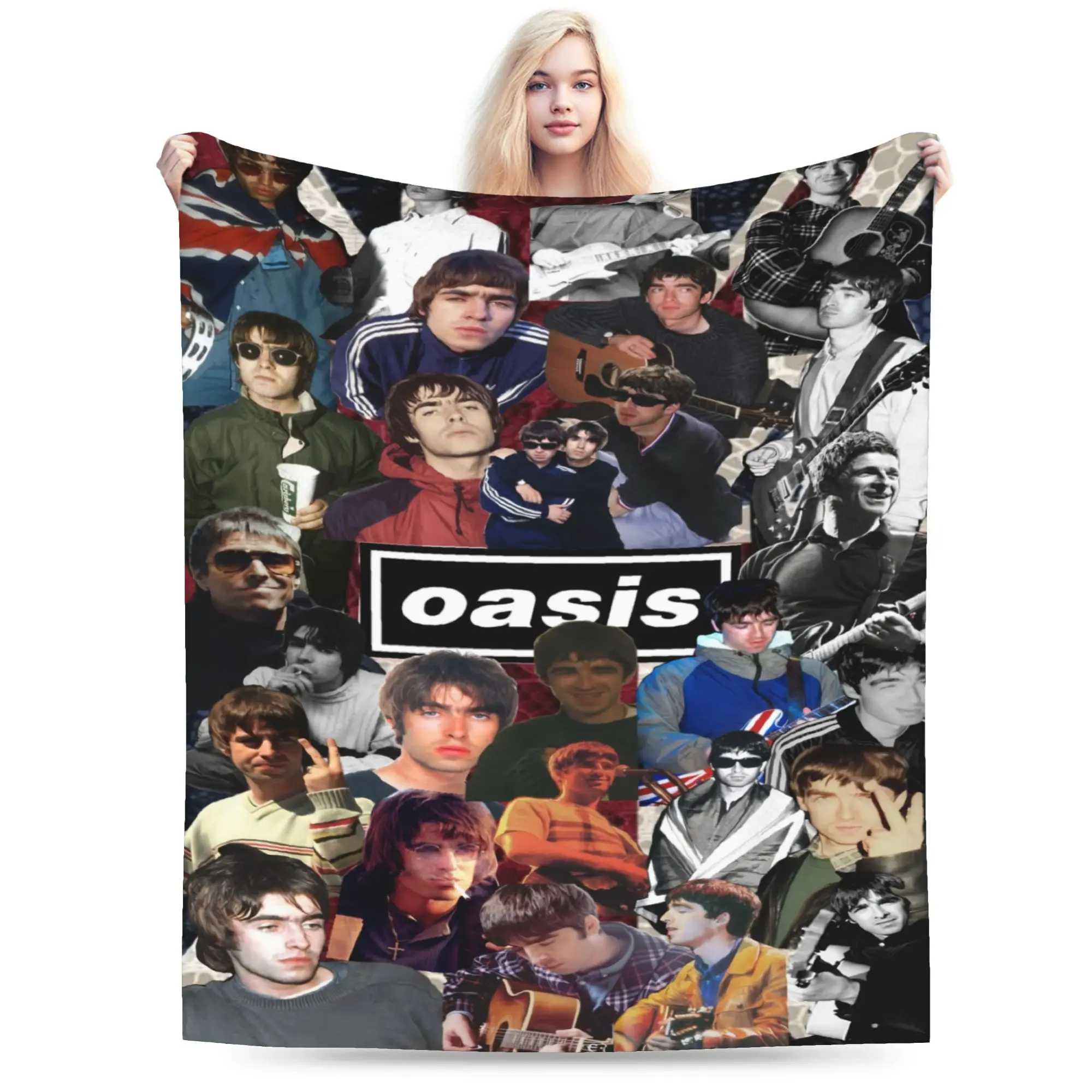 O-Oasis Rock Band Plush Blanket Students  Flannel Throw Blanket For Outdoor Warm Soft Custom Quality Bedspread Birthday Present