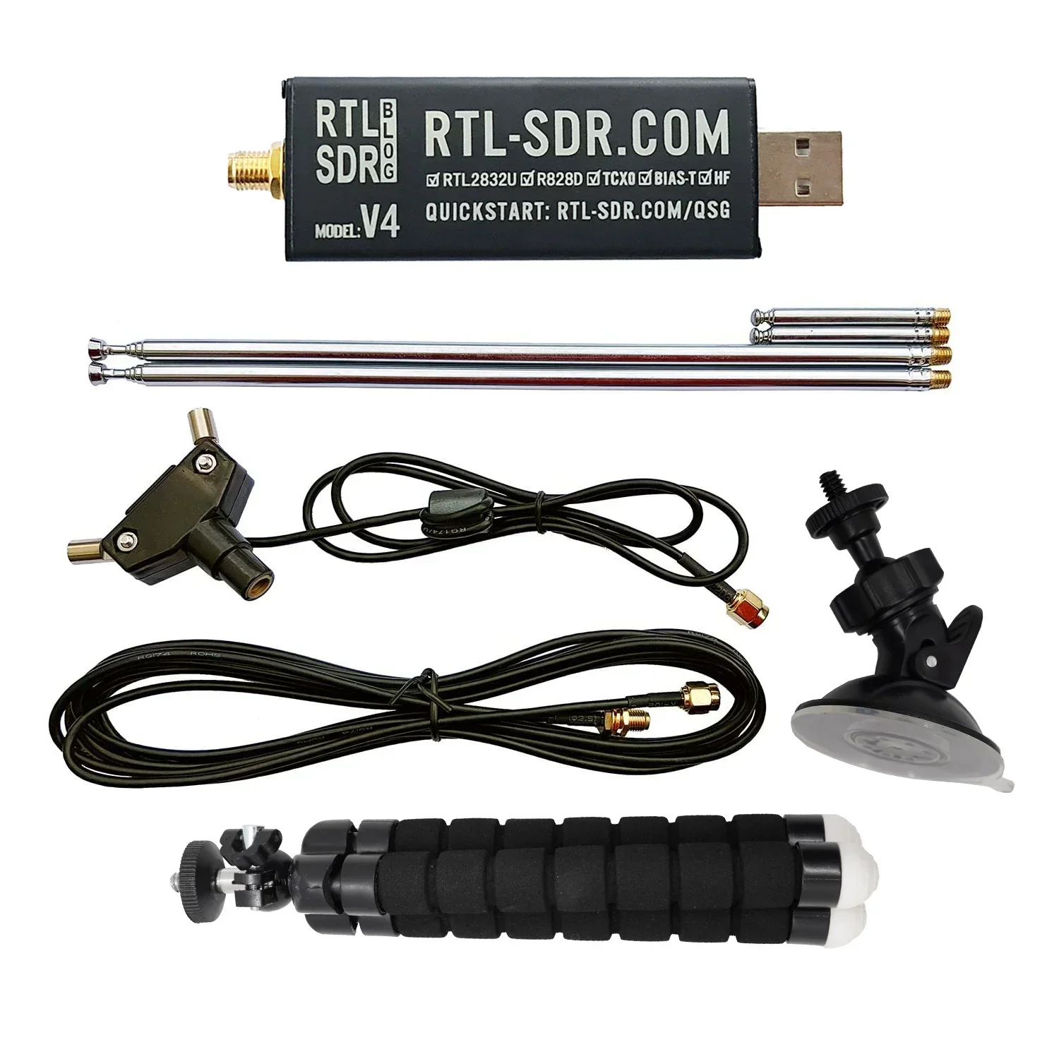 

RTL-SDR Blog RTL SDR V4 R828D RTL2832U 1PPM TCXO SMA RTLSDR Software Defined Radio with Multipurpose Dipole Antenna