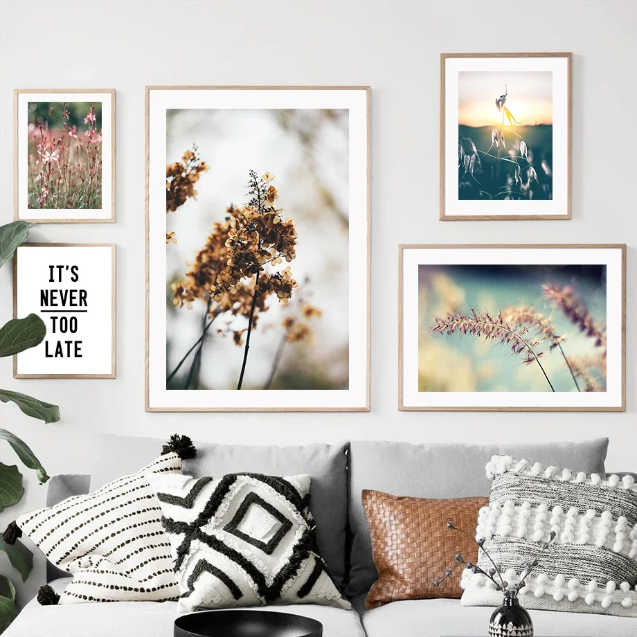 

Natural Flower Landscape Botanic Quote Wall Art Canvas Painting Modern Nordic Posters And Prints Wall Pictures For Living Room