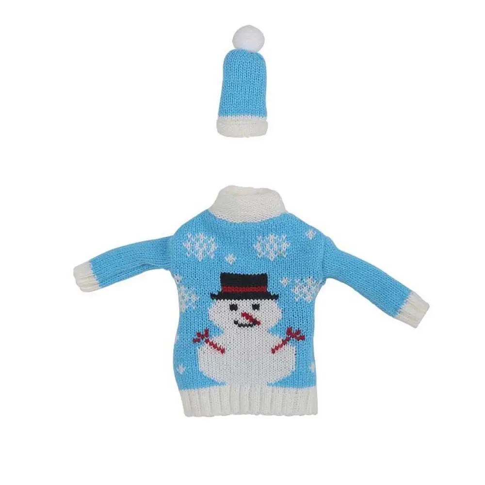 

Knitted Clothes with Hats Christmas Wine Bottle Cover Portable Cartoon Champagne Wine Bag Snowflake Reusable