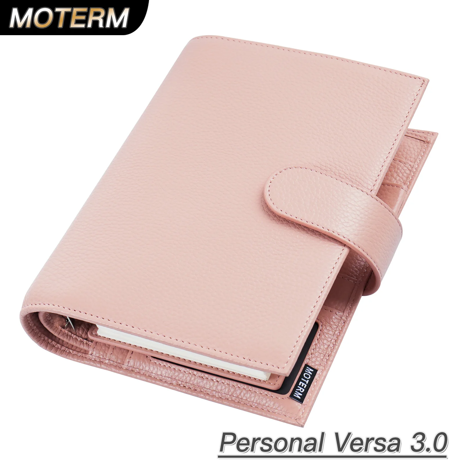 Moterm Personal Size Versa 3.0 Rings Planner Pebbled Grain Cowhide Notebook with 25mm Rings Organizer Organizer Agenda Journal