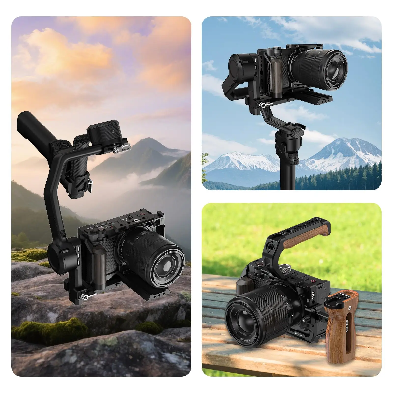 Für Nikon ZR PULUZ Holzgriff Metall Kamerakäfig Erweiterungsrahmen – Detail 9