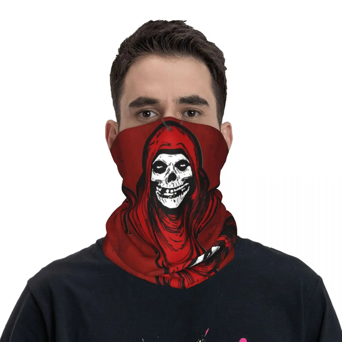 Bufanda roja de poliéster para cuello, mascarilla facial